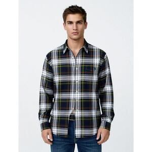 Men Ralph Lauren Polo Button Cotton Long Sleve Shirt Plaid Christmas Holiday L
